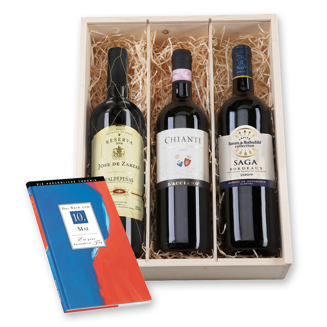 Wein-Geschenkbox Geburtstagskracher mit persönlicher Geburtstagschronik